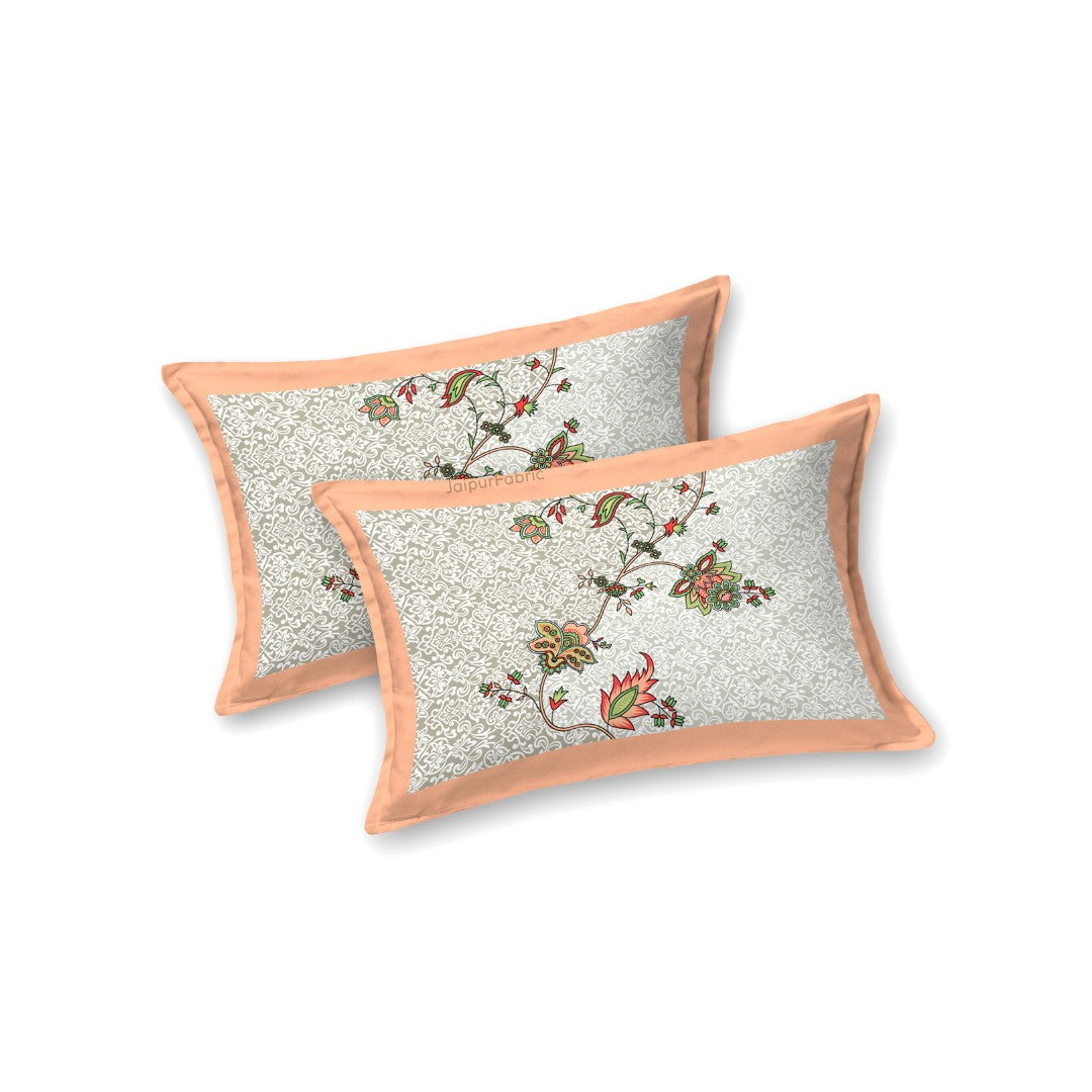 Peach Harmony Floral Vine King Size Bedsheet