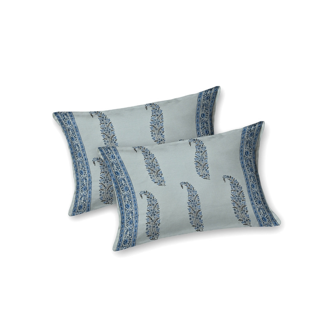 Slate Blue Base Indigo Paisley Hand Block Print King Size 100% Pure Cotton Bedsheet