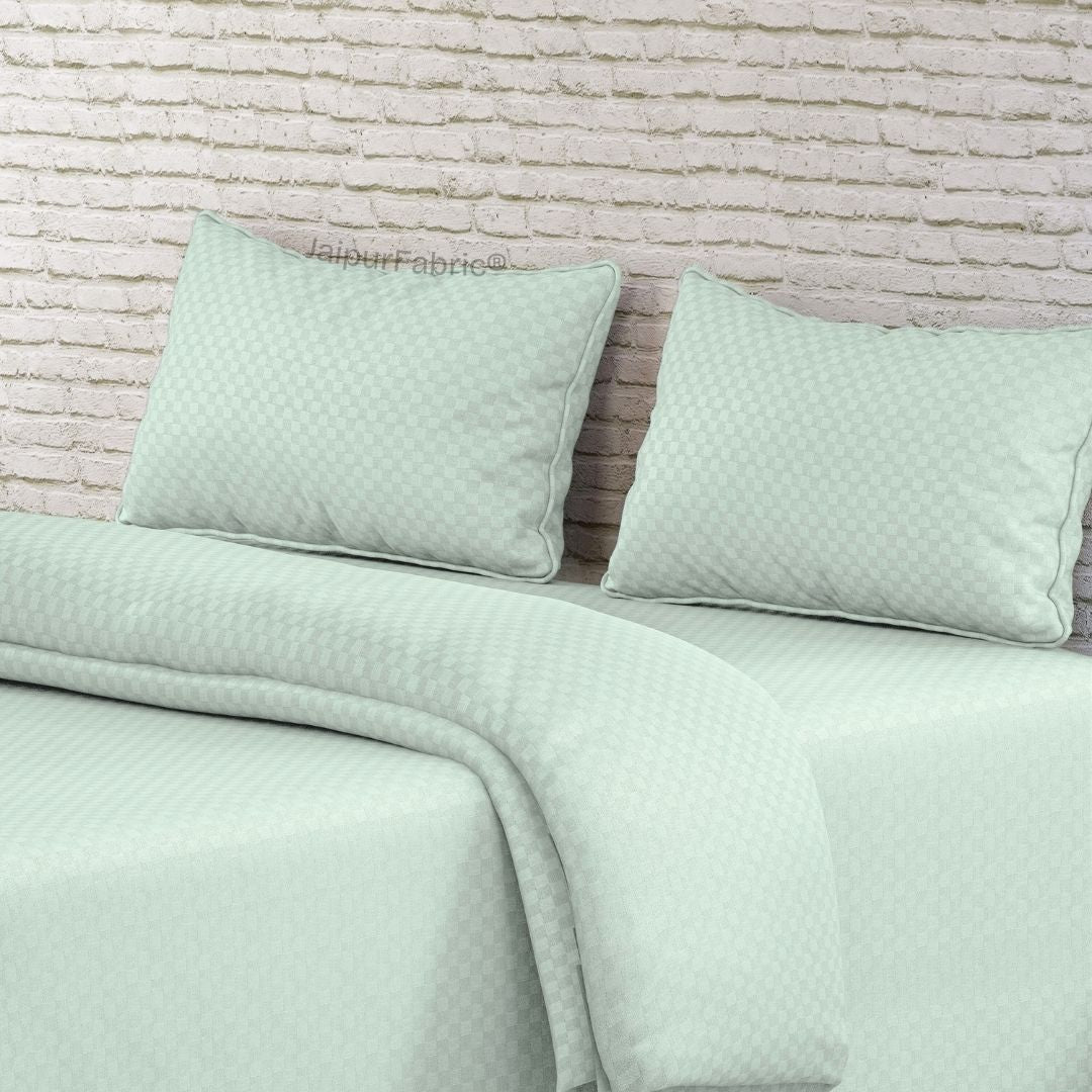 Pista Green Premium 100% Cotton 300TC Jacquard Weave Bedsheet | Set of 1 Bedsheet and 2 Pillow Covers (108" X 108")