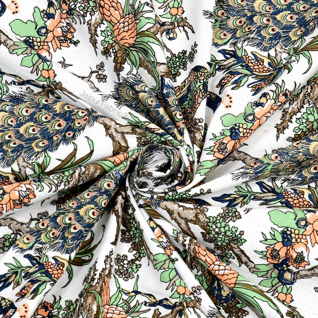 Mayura Royal Feather Ivory Harmony Pure Cotton King Size Bedsheet