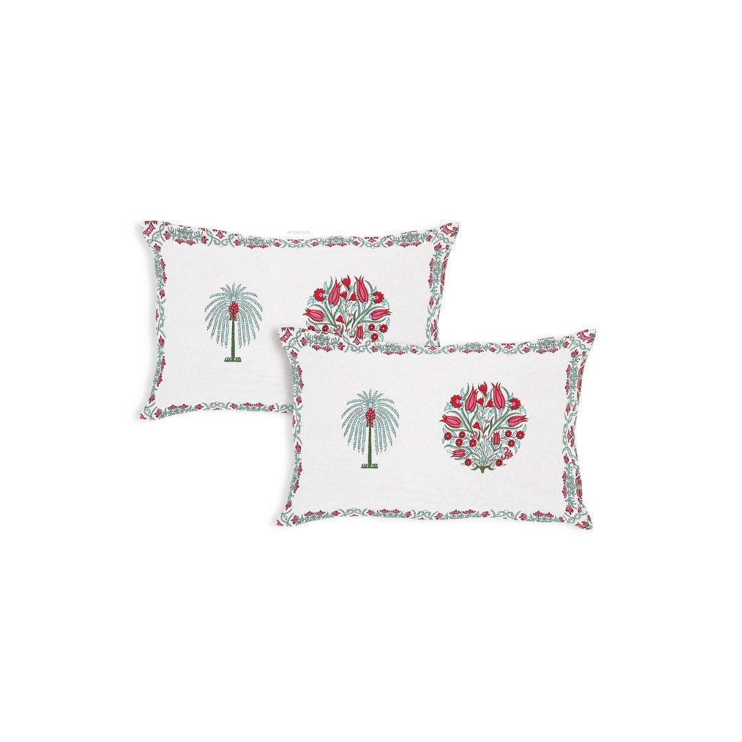 Palm Medallion Rosewood Pure Cotton King Size Bedsheet