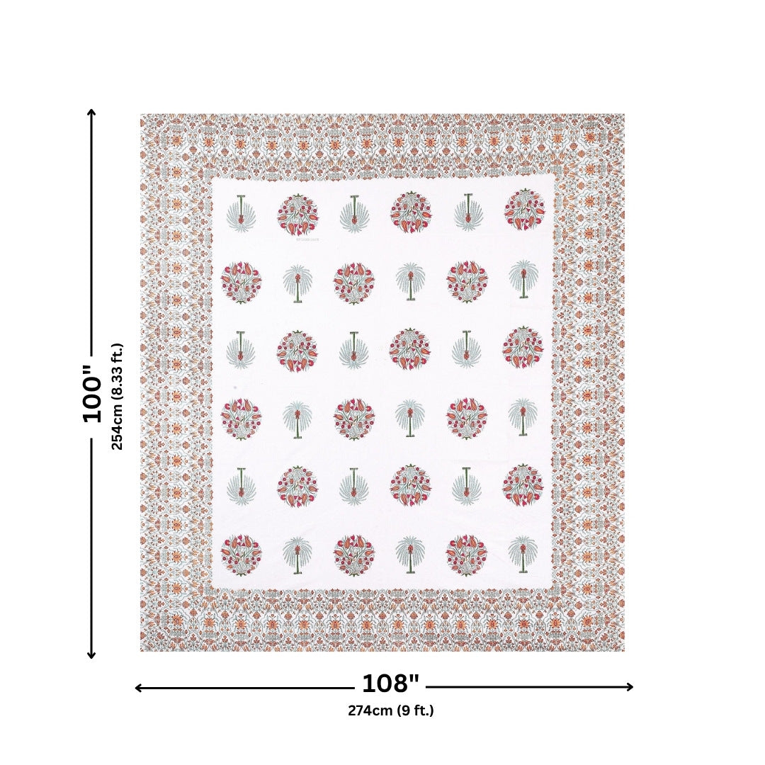 Palm Medallion Coral Pure Cotton King Size Bedsheet