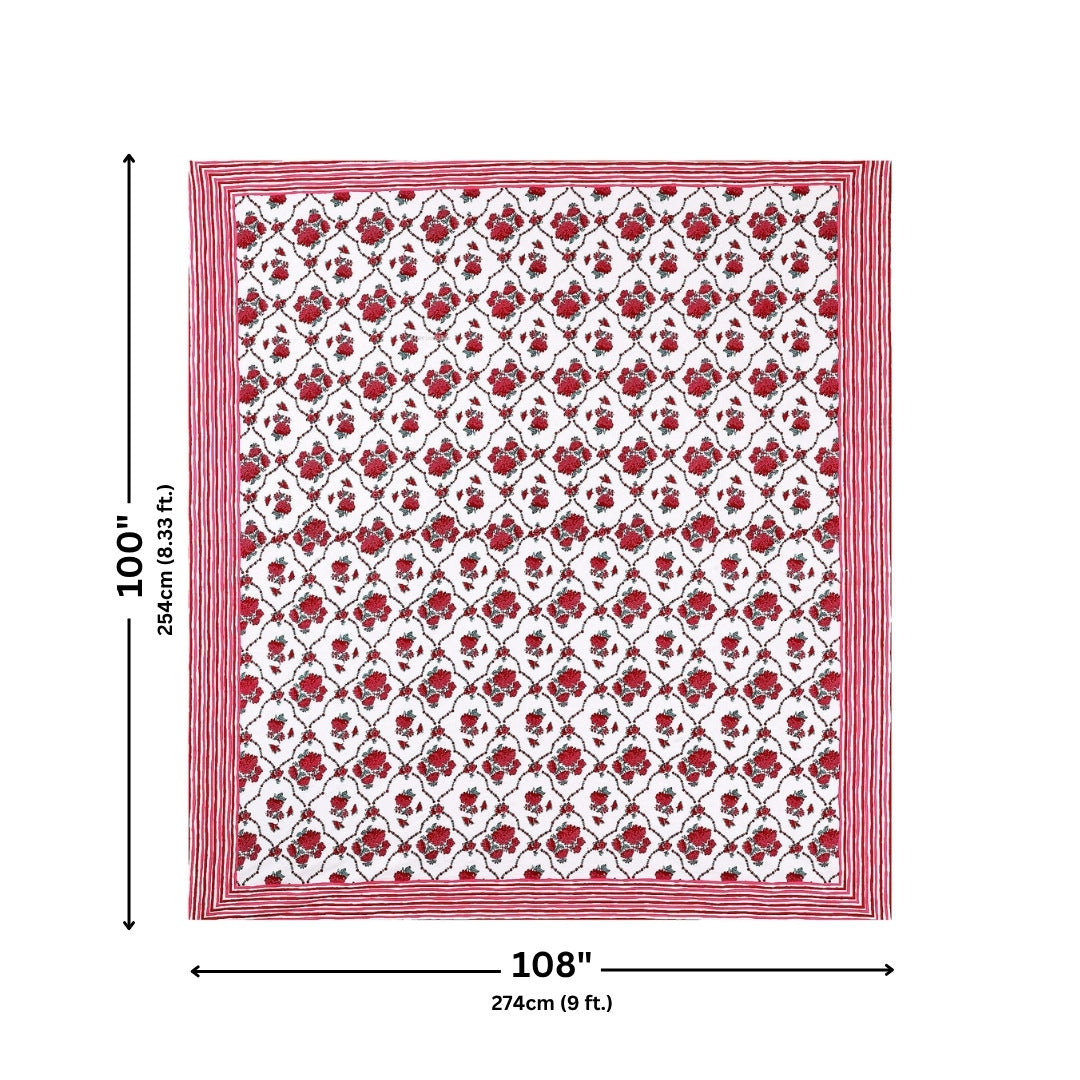 Trellis Bouquet Crimson Pure Cotton King Size Bedsheet