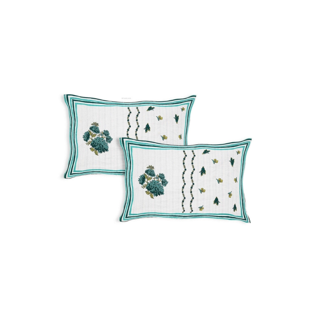 Trellis Bouquet Teal Pure Cotton King Size Bedsheet