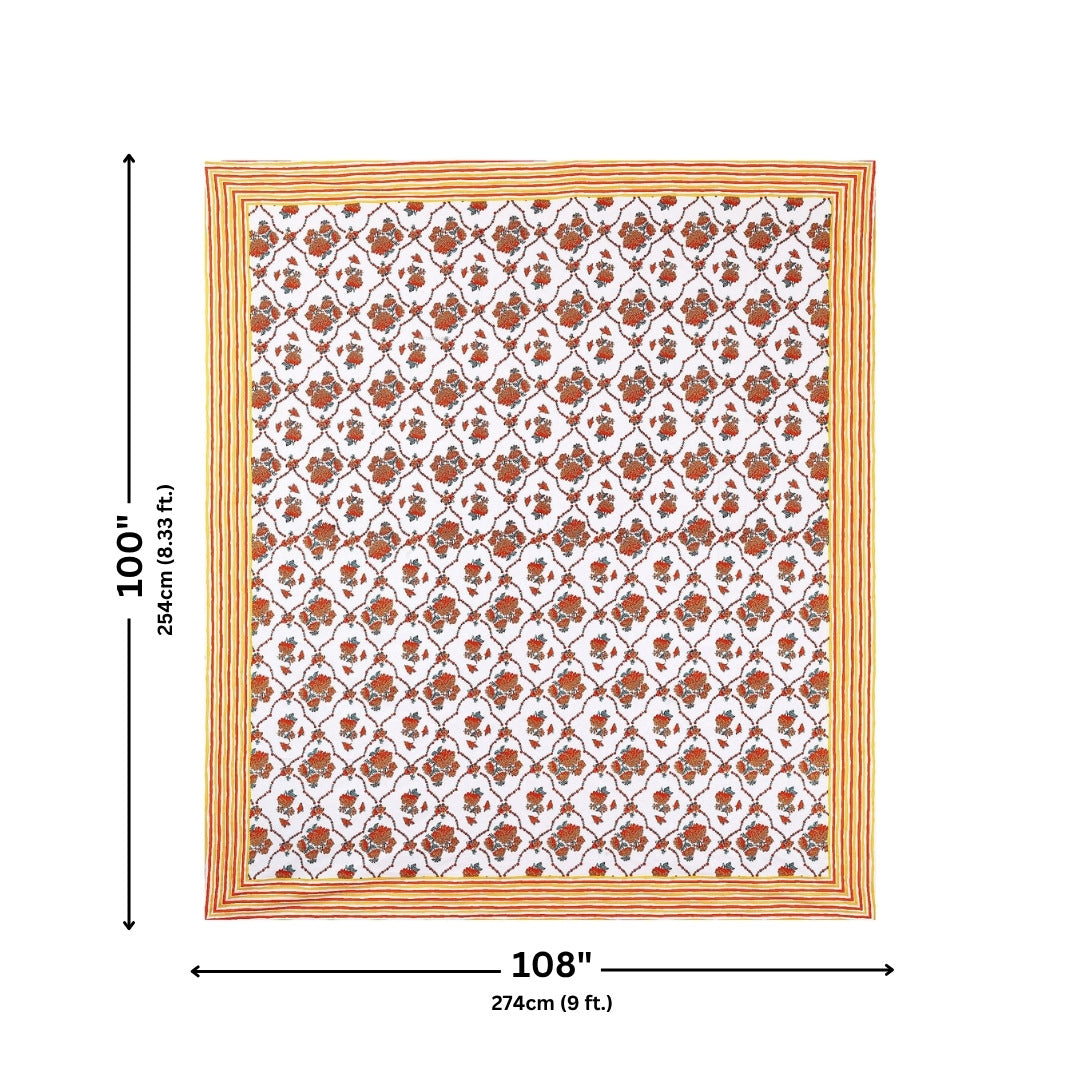 Trellis Bouquet Rust Pure Cotton King Size Bedsheet