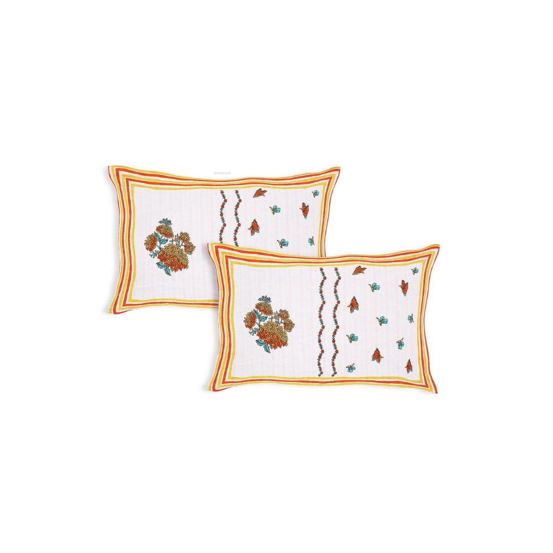 Trellis Bouquet Rust Pure Cotton King Size Bedsheet
