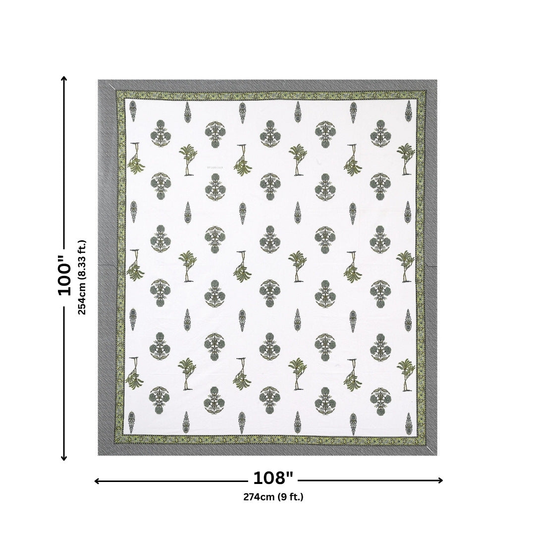 Botanical Sprig Sage Pure Cotton King Size Bedsheet