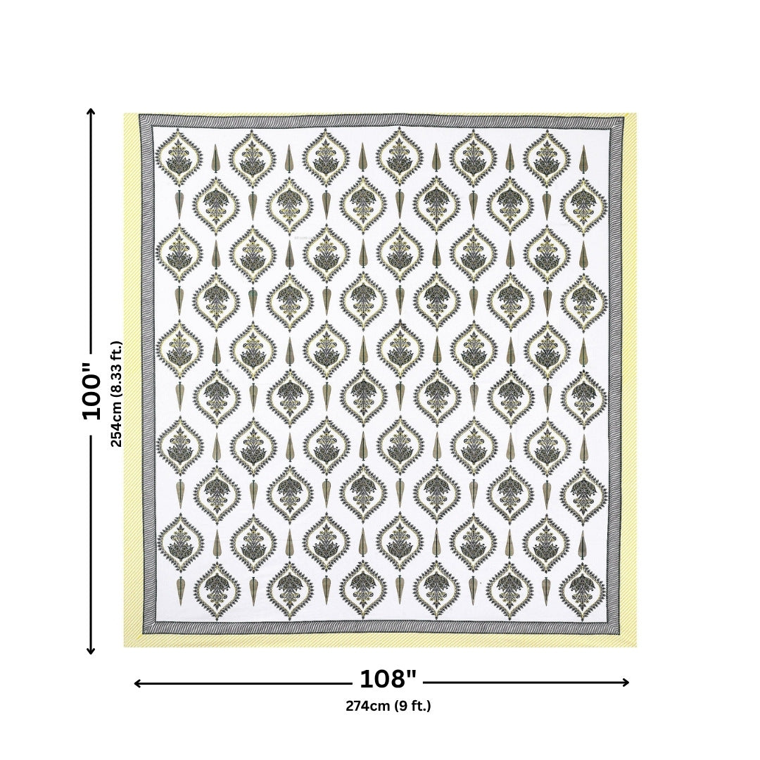 Ogee Medallion Mustard Pure Cotton King Size Bedsheet