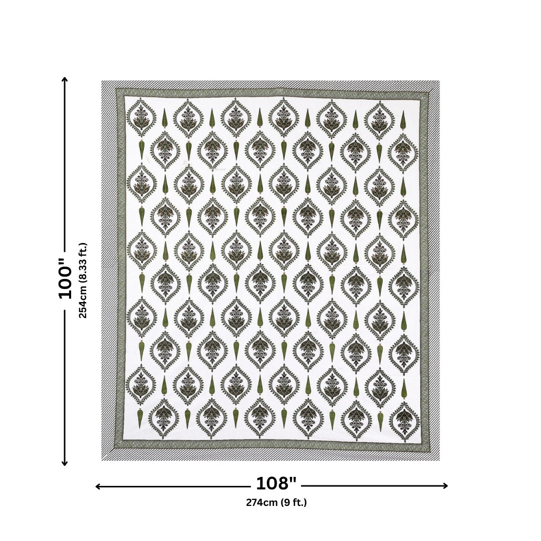 Ogee Medallion Olive Pure Cotton King Size Bedsheet