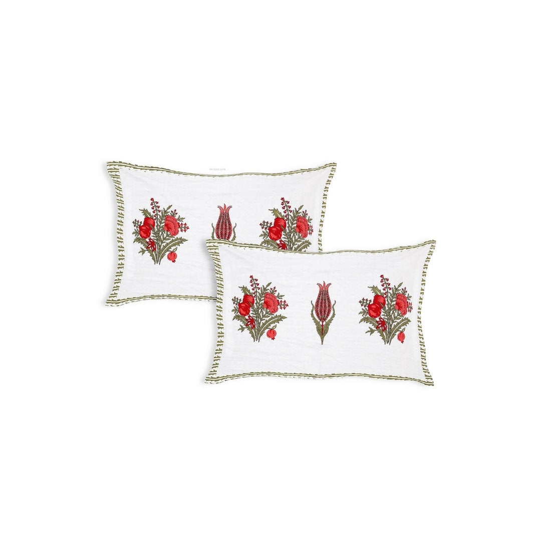 Pomegranate Bouquet Ruby Pure Cotton King Size Bedsheet