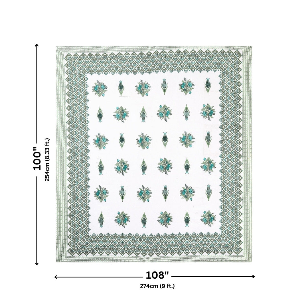 Pomegranate Bouquet Emerald Pure Cotton King Size Bedsheet