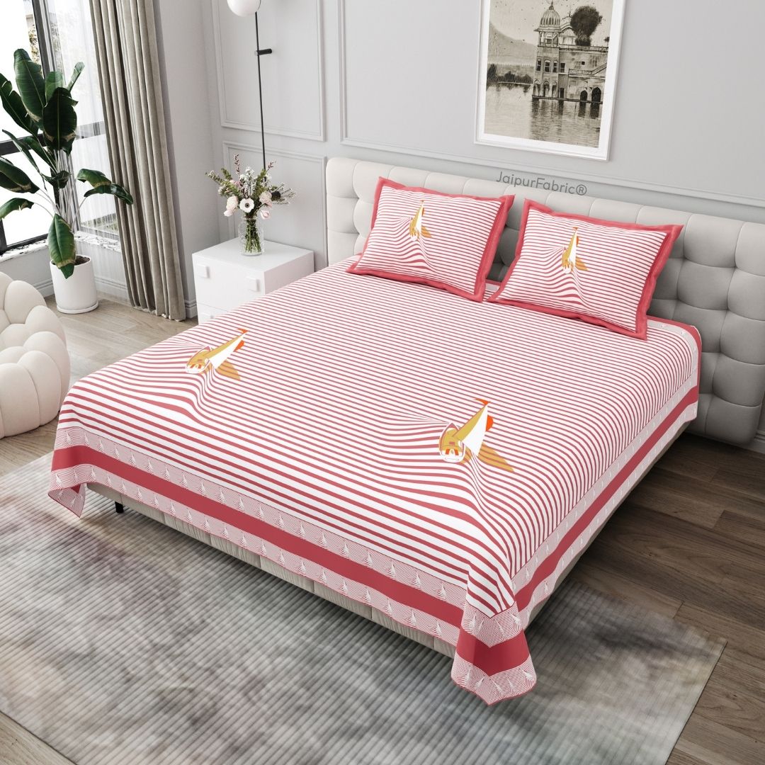 Red Rocket Print Pure Cotton King Size Bedsheet