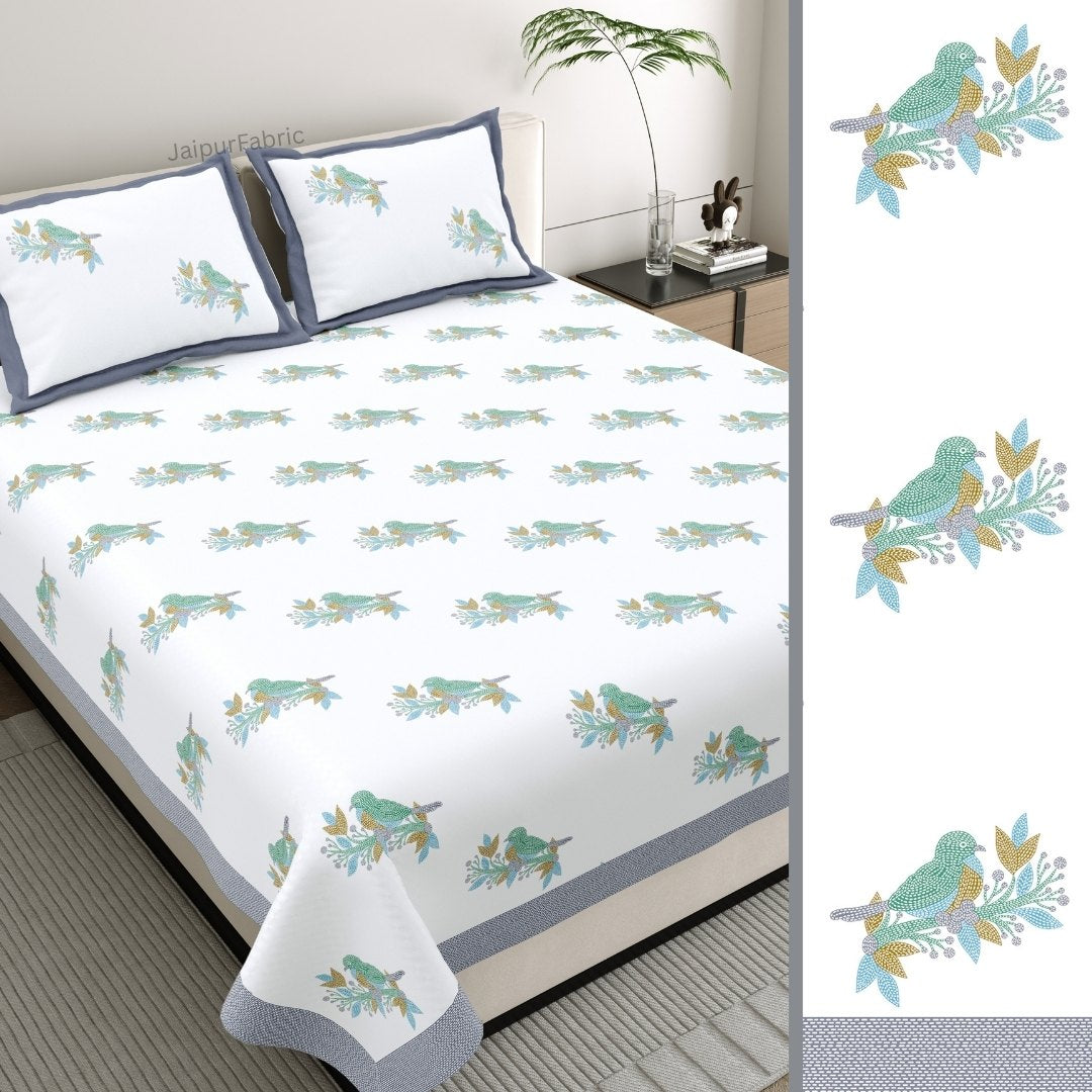 Steel Blue Avian Breeze King Size Pure Cotton Bedsheet