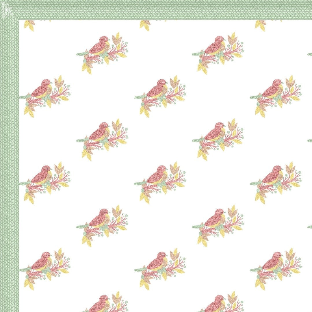 Fresh Green Avian Breeze King Size Pure Cotton Bedsheet
