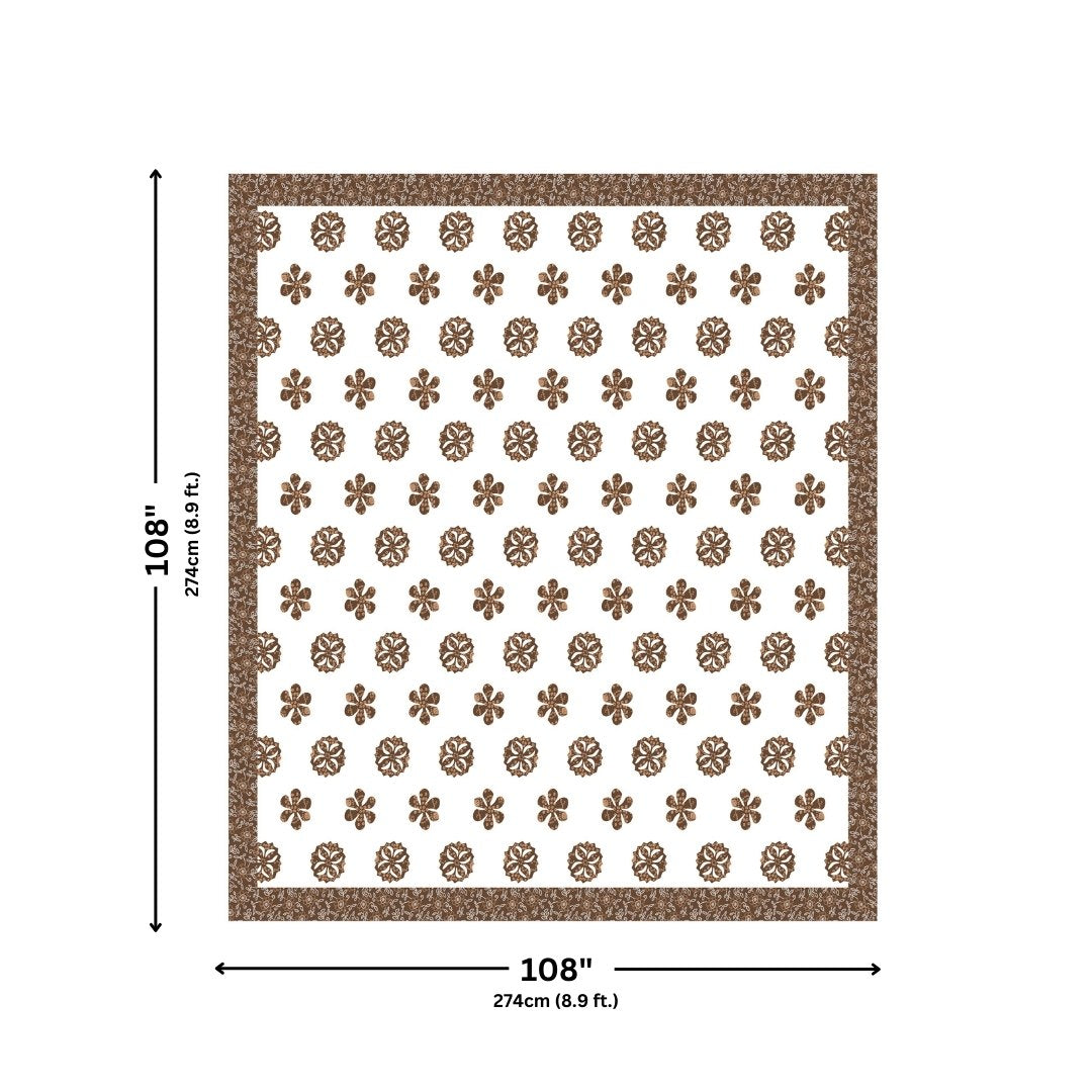 Mocha Brown Royal Mandala King Size Pure Cotton Bedsheet