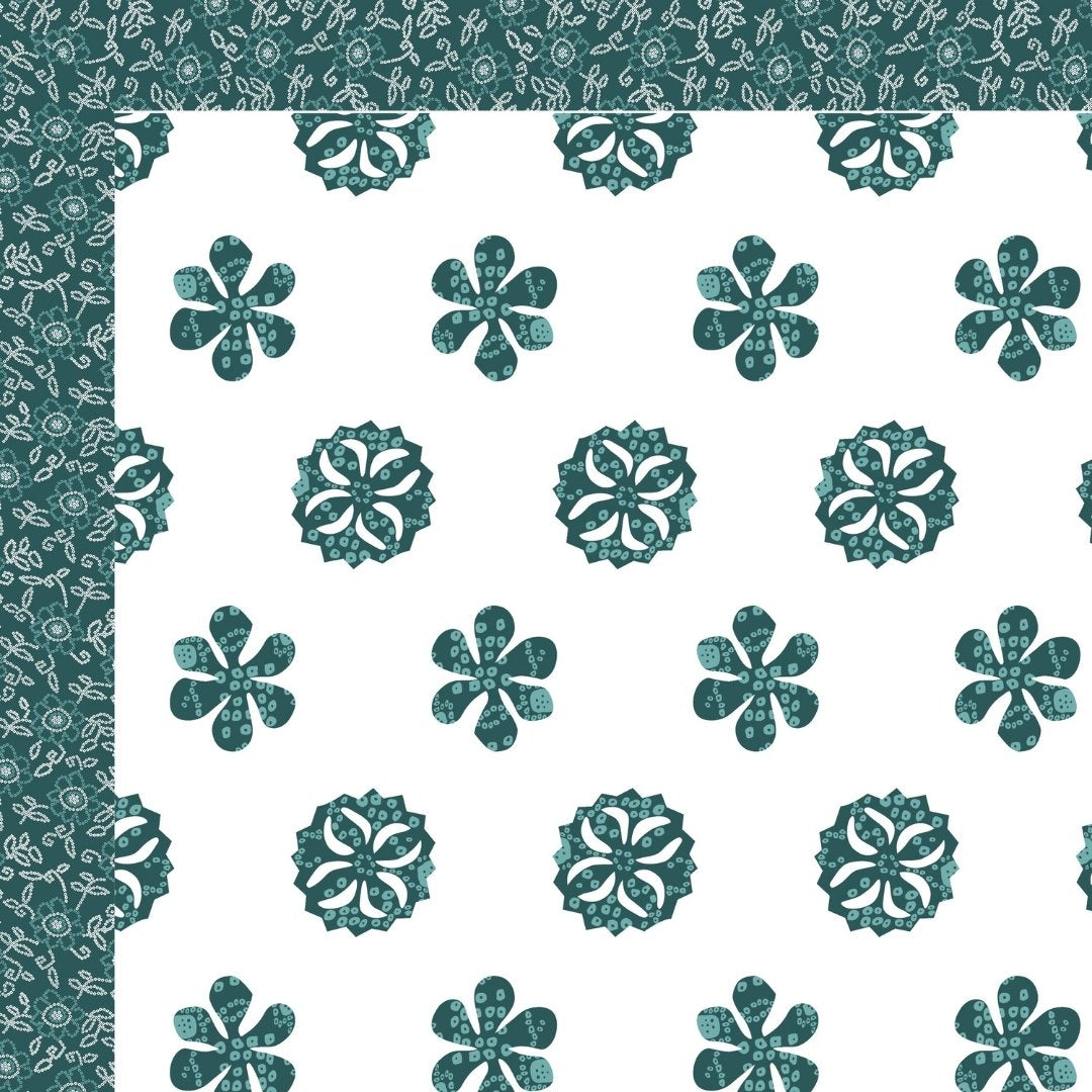 Teal Blue Royal Mandala Tropical Trio King Size Pure Cotton Bedsheet