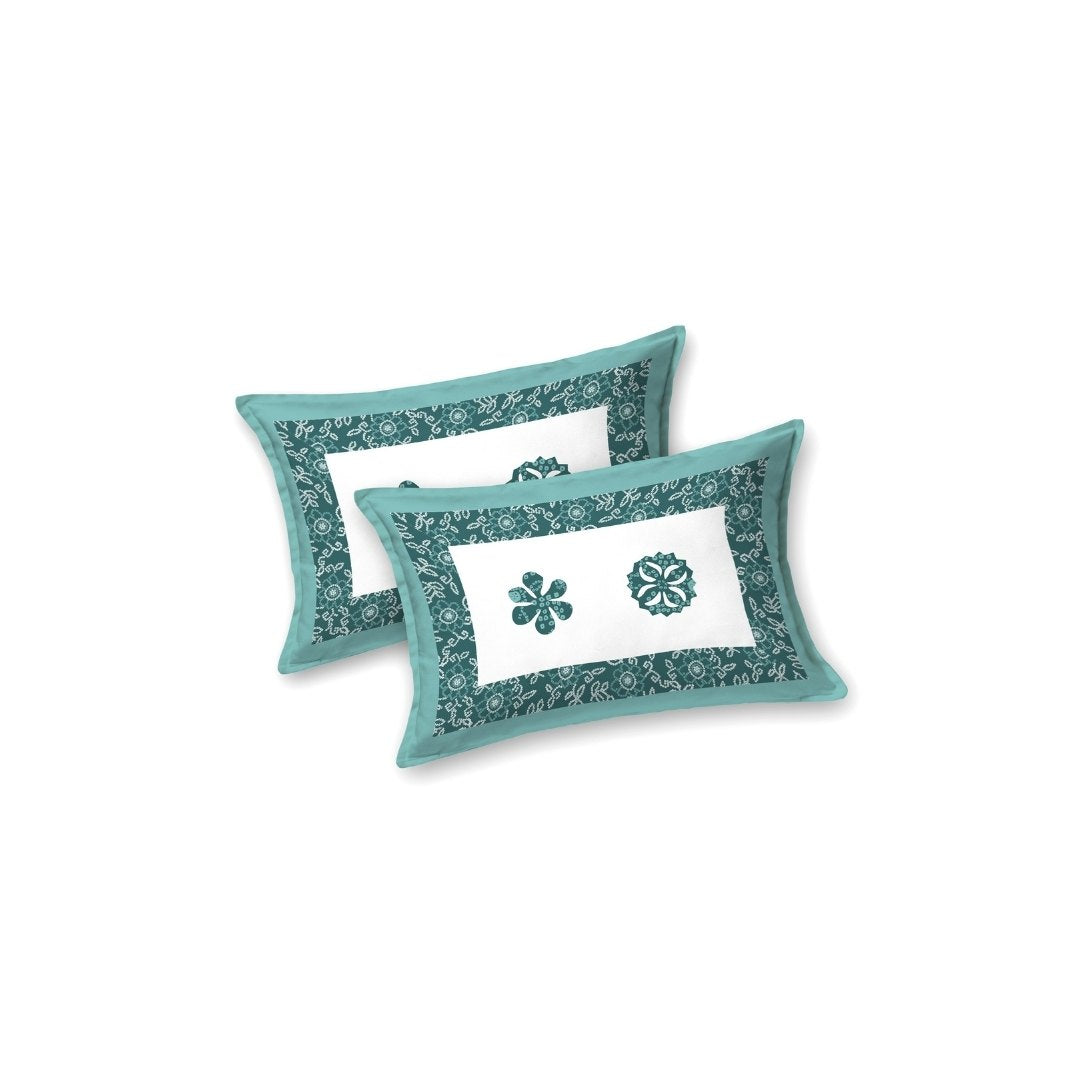 Teal Blue Royal Mandala Tropical Trio King Size Pure Cotton Bedsheet