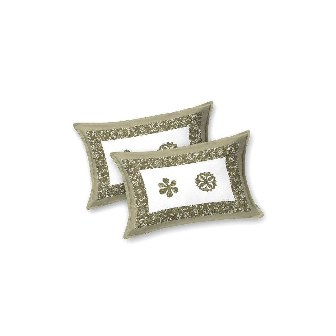 Olive Green Royal Mandala King Size Pure Cotton Bedsheet