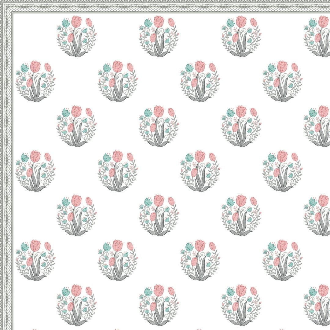 Bottle Green Bunny Meadow King Size Pure Cotton Bedsheet