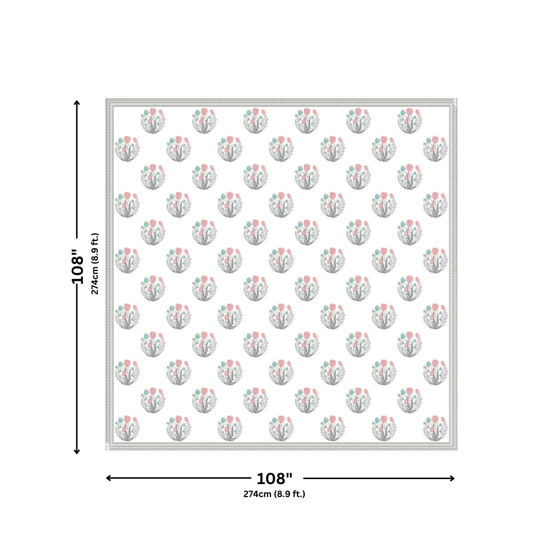 Bottle Green Bunny Meadow King Size Pure Cotton Bedsheet
