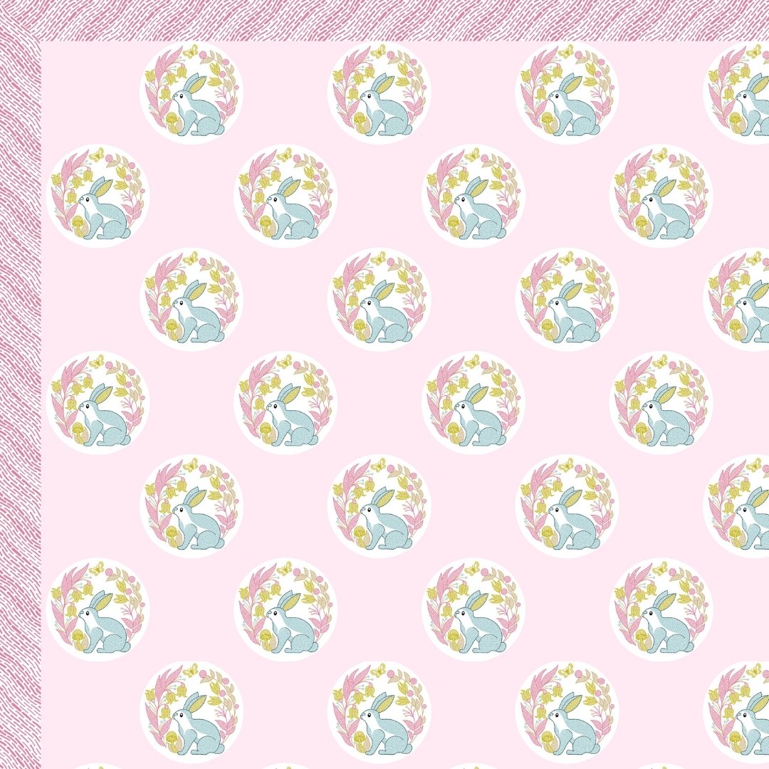 Blossom Pink Bunny Meadow King Size Pure Cotton Bedsheet