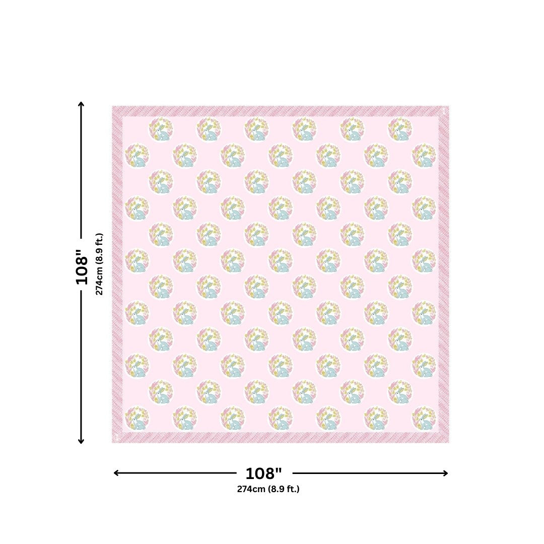 Blossom Pink Bunny Meadow King Size Pure Cotton Bedsheet