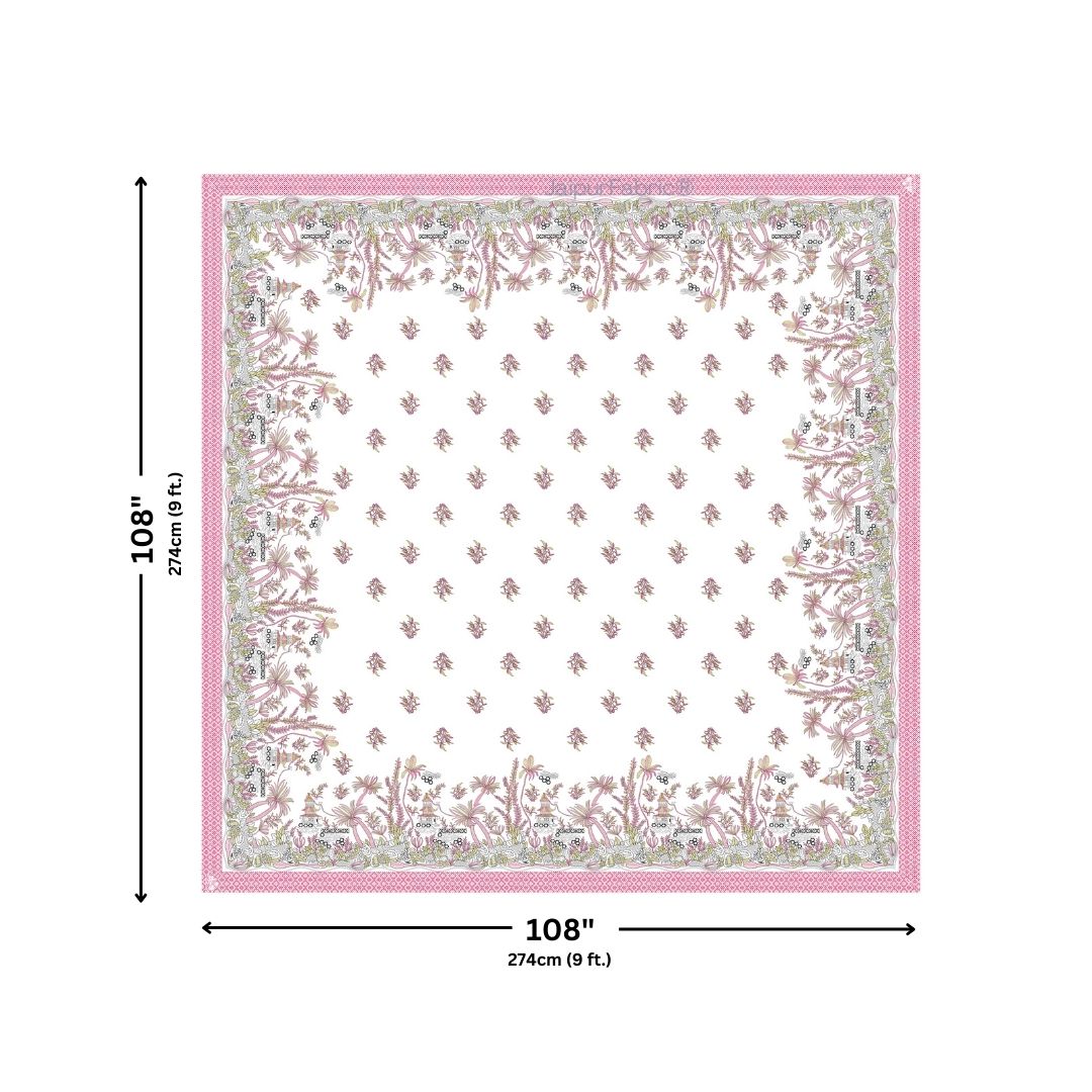 Soft Pink Floral Meadow Bedsheet | Set of 1 Bedsheet and 2 Pillow Covers (108" X 108")