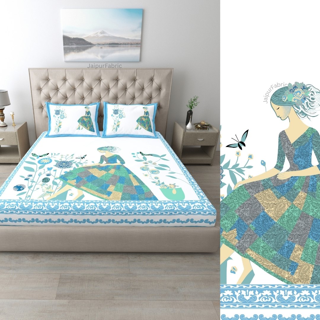 Teal Green King Size Pure Cotton Bedsheet