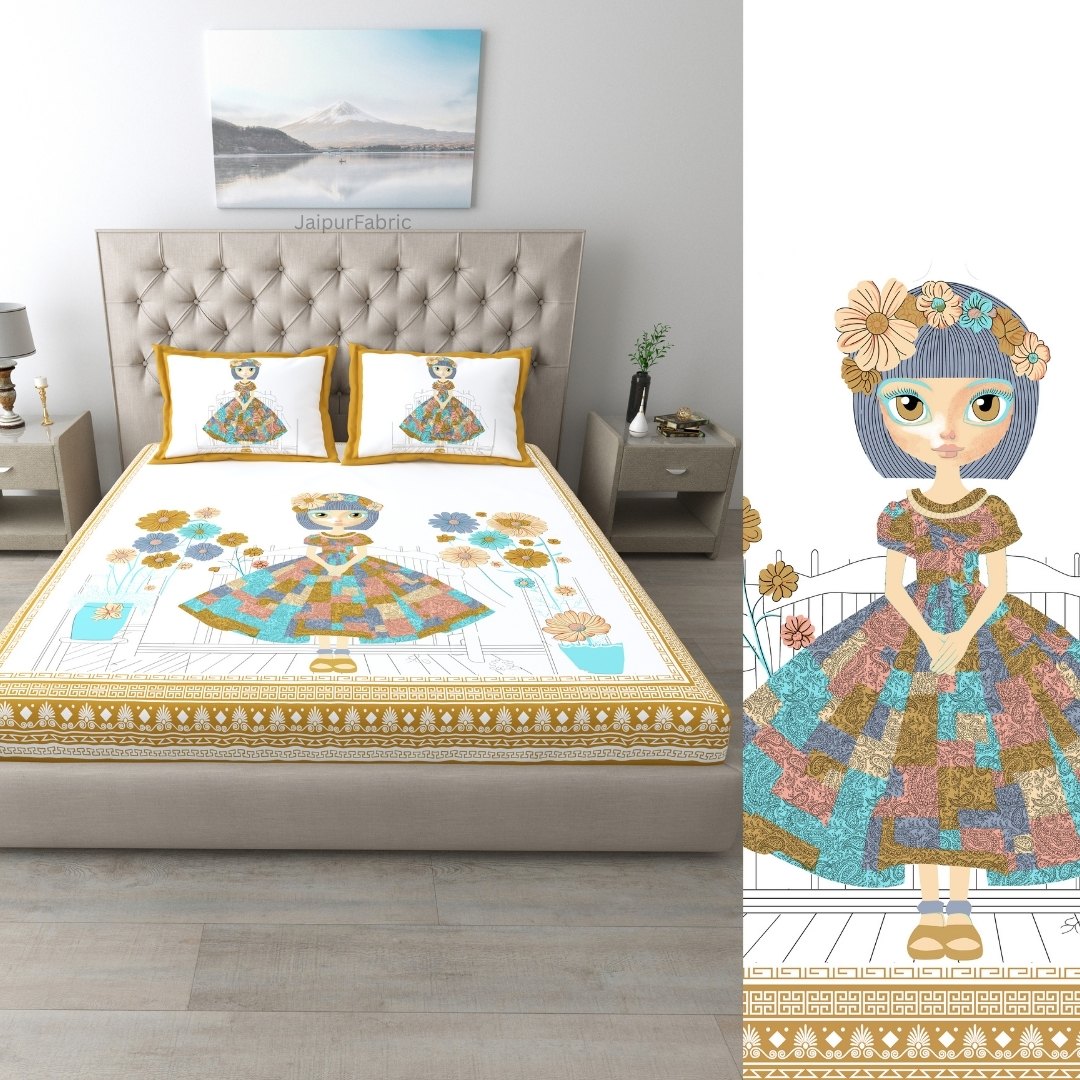 Sky Blue King Size Pure Cotton Bedsheet