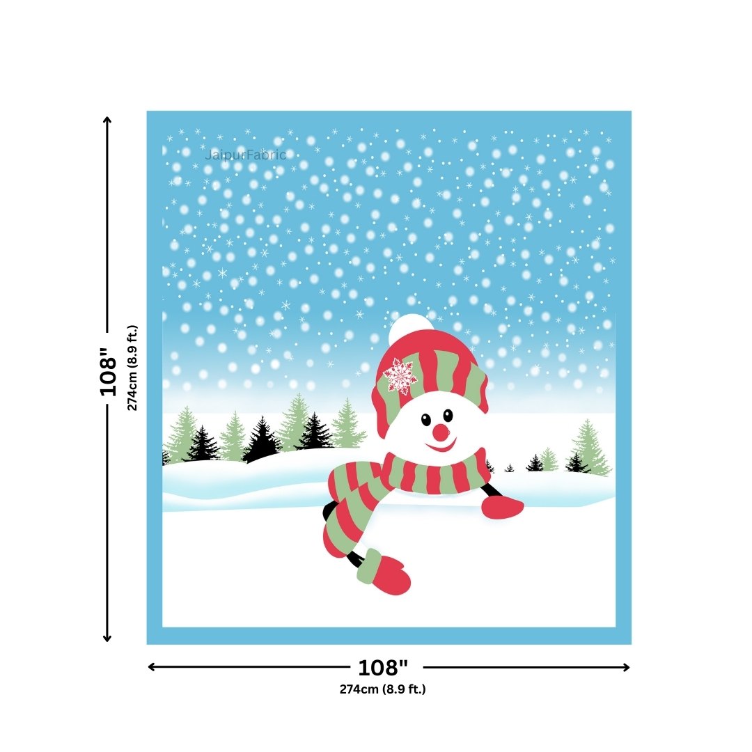 Frost Blue Winter Wonderland King Size Pure Cotton Bedsheet