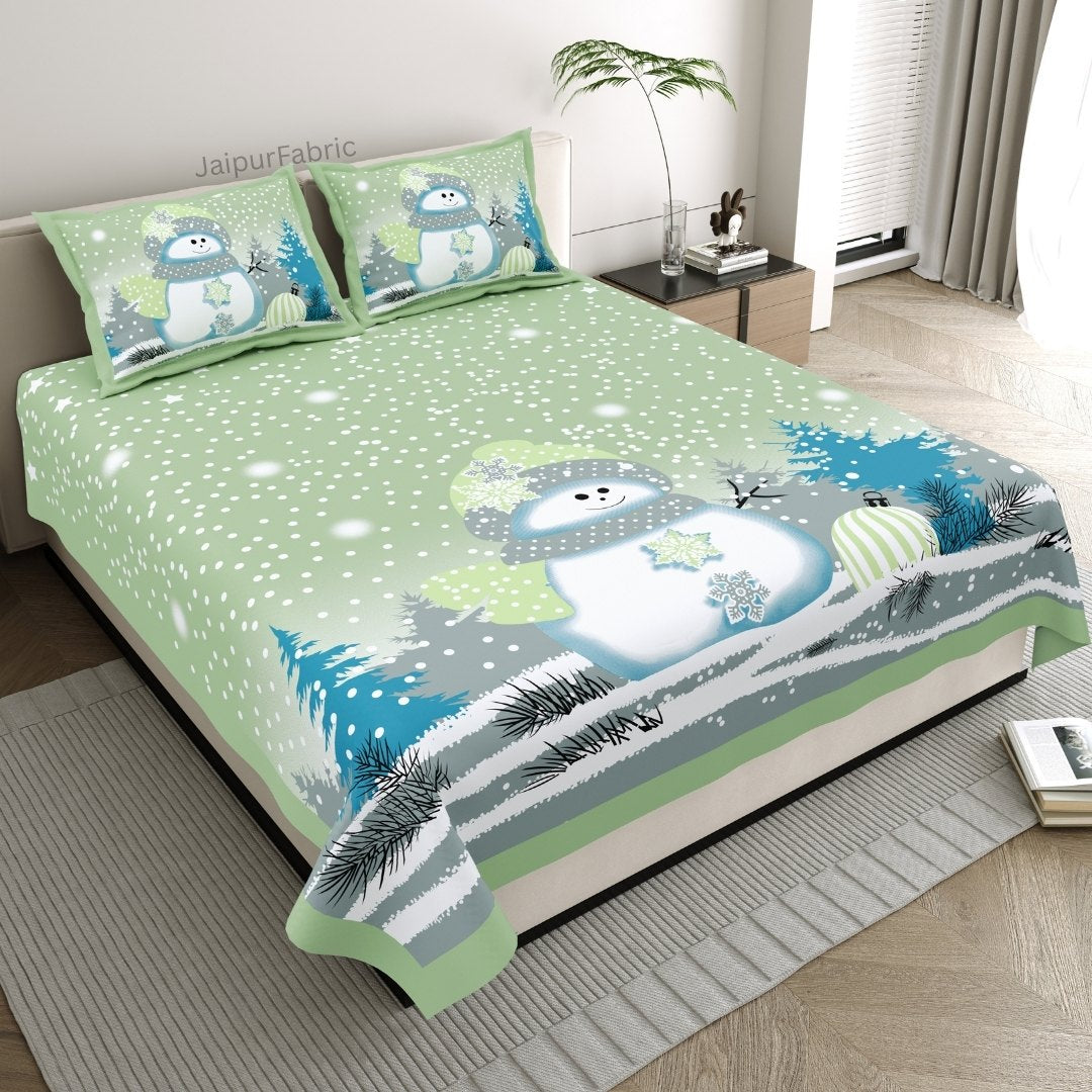 Holly Green King Size Pure Cotton Bedsheet
