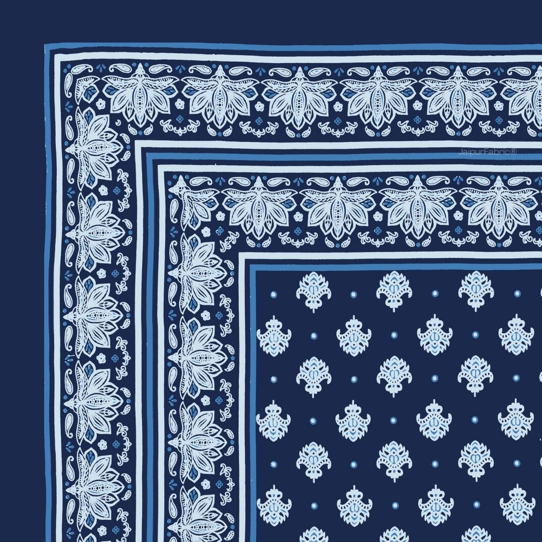 Classic Mango Buti Deep Navy King Size Bed Sheet