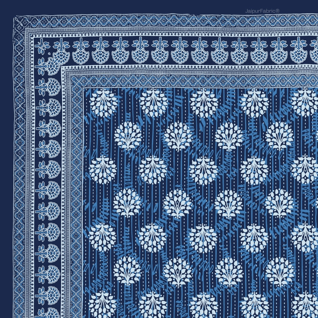 Geometric Star Lattice Ink Blue King Size Bed Sheet