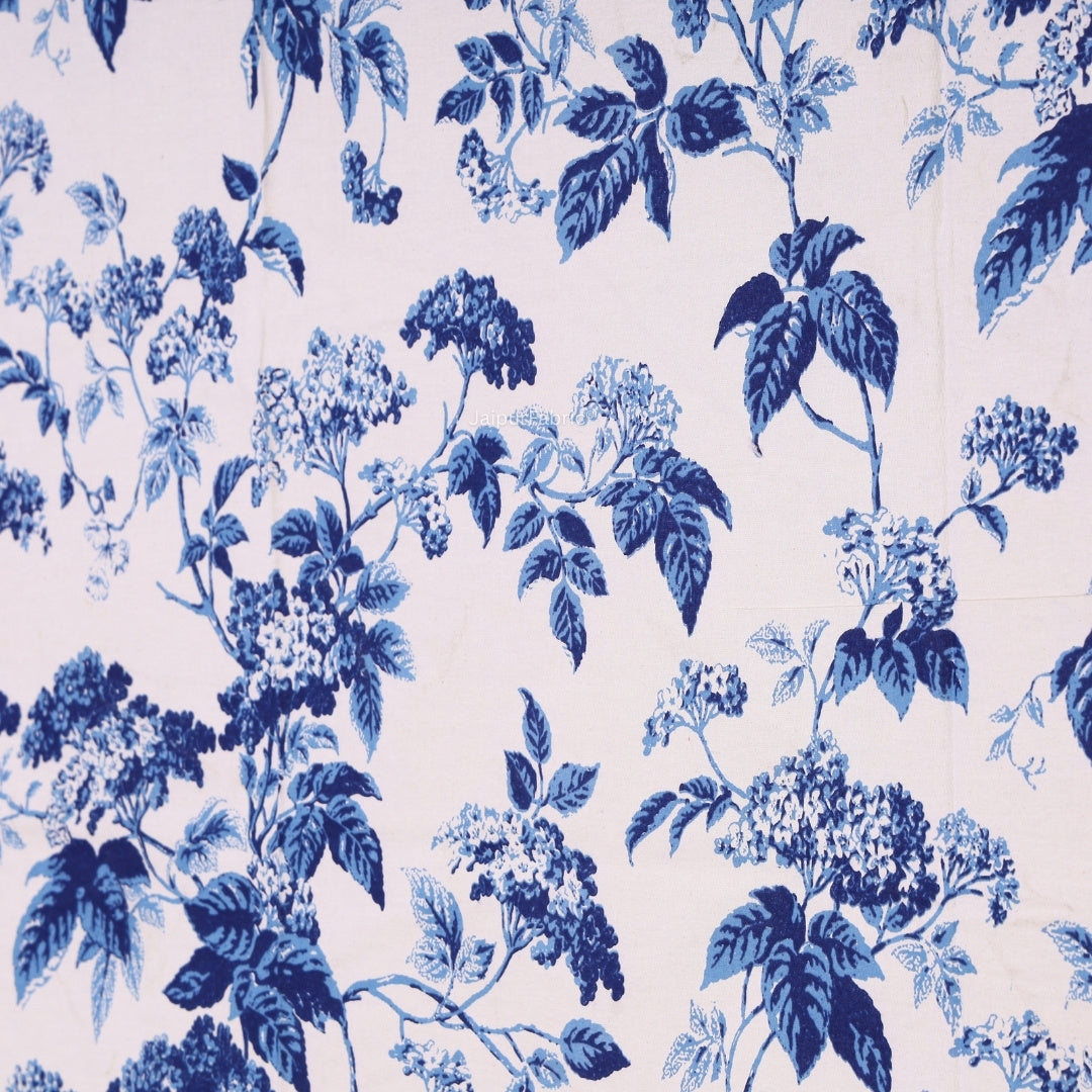 Blue Leafy Vine Floral Pure Cotton King Size Bedsheet