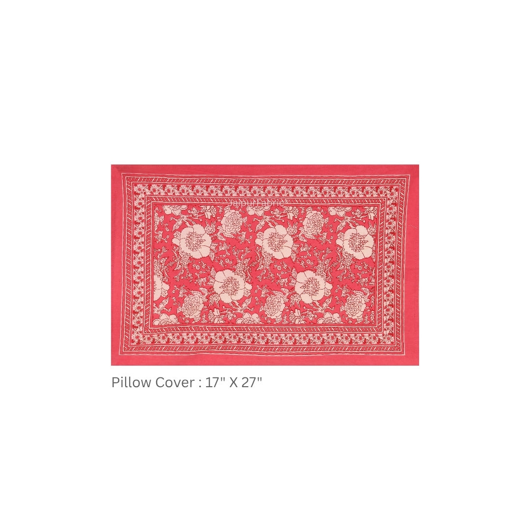 Rose Pink Ethnic Floral Jaal Pure Cotton King Size Bedsheet