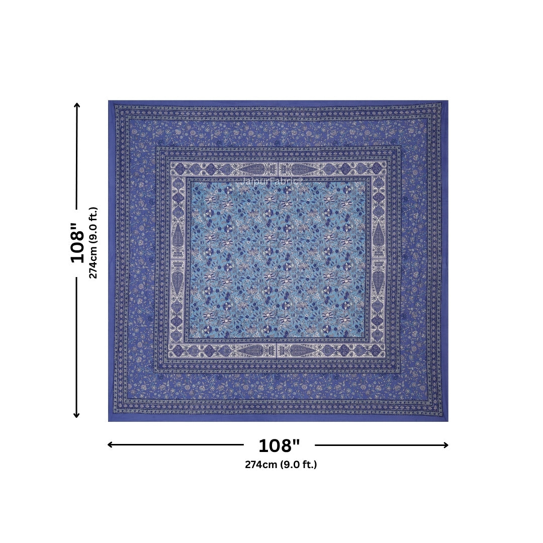 Indigo Blue Classic Royal Buti Pure Cotton King Size Bedsheet