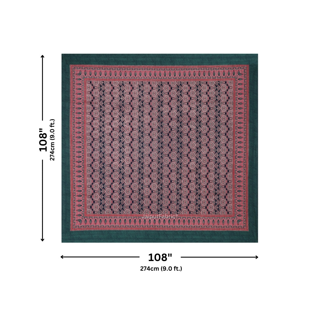 Navy Blue & Wine Traditional Medallion Print Pure Cotton King Size Bedsheet
