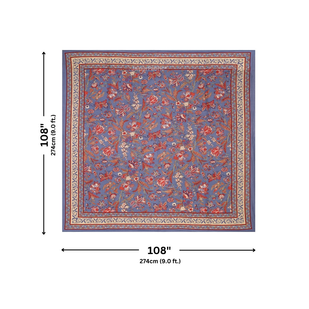 Lavender Blue Royal Paisley Vine Pure Cotton King Size Bedsheet