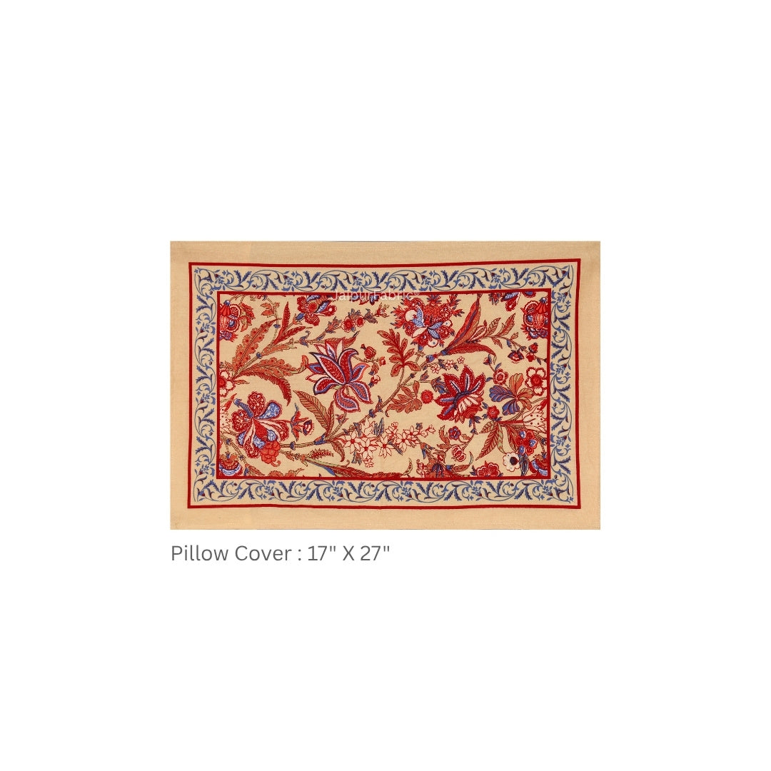 Beige Royal Paisley Vine Pure Cotton King Size Bedsheet