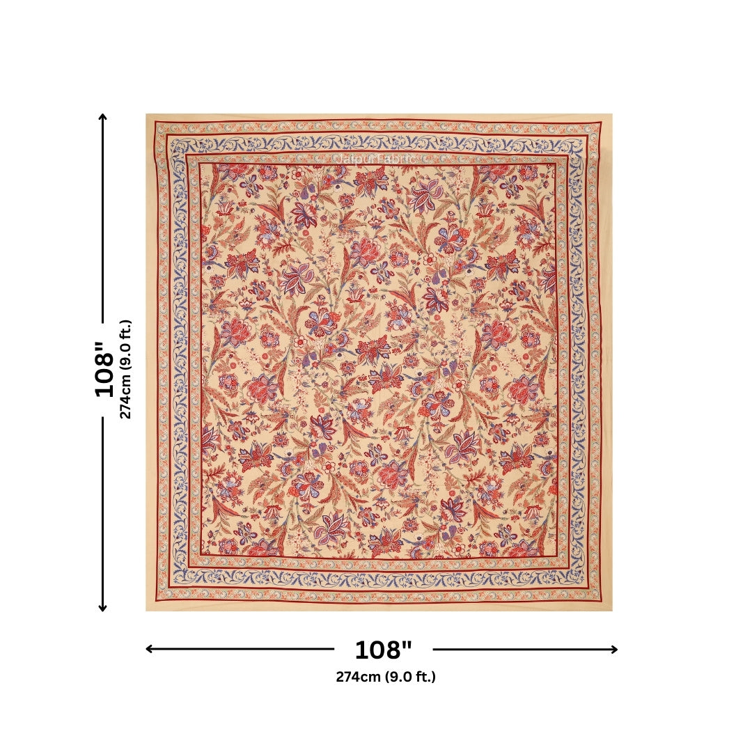 Beige Royal Paisley Vine Pure Cotton King Size Bedsheet