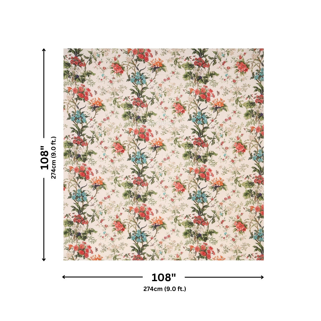 Off-White Tropical Floral Bouquet Pure Cotton King Size Bedsheet