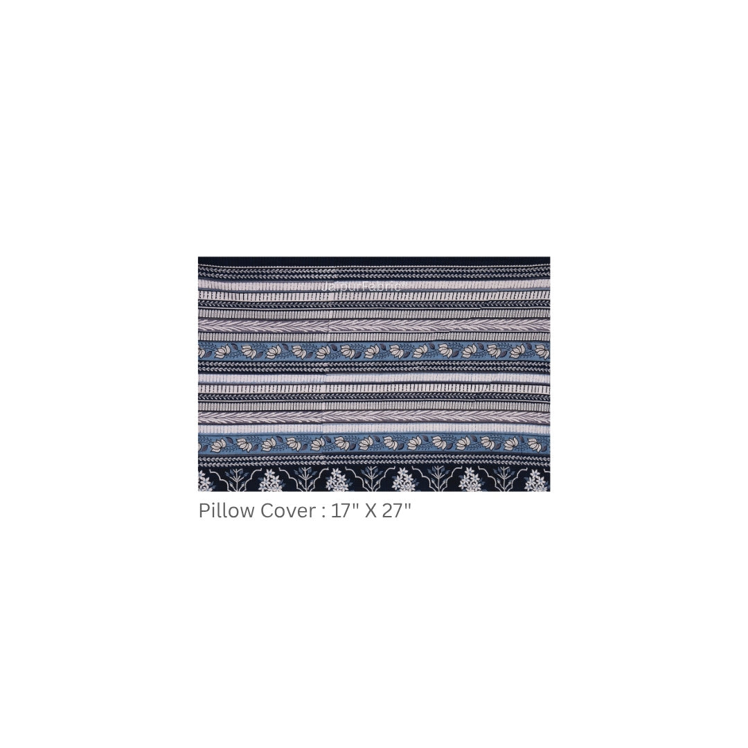 Deep Indigo Ornate Lattice Geometry Pure Cotton King Size Bedsheet