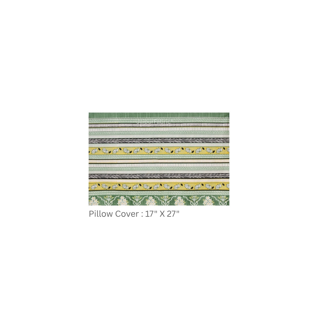 Forest Green Ornate Lattice Geometry Pure Cotton King Size Bedsheet
