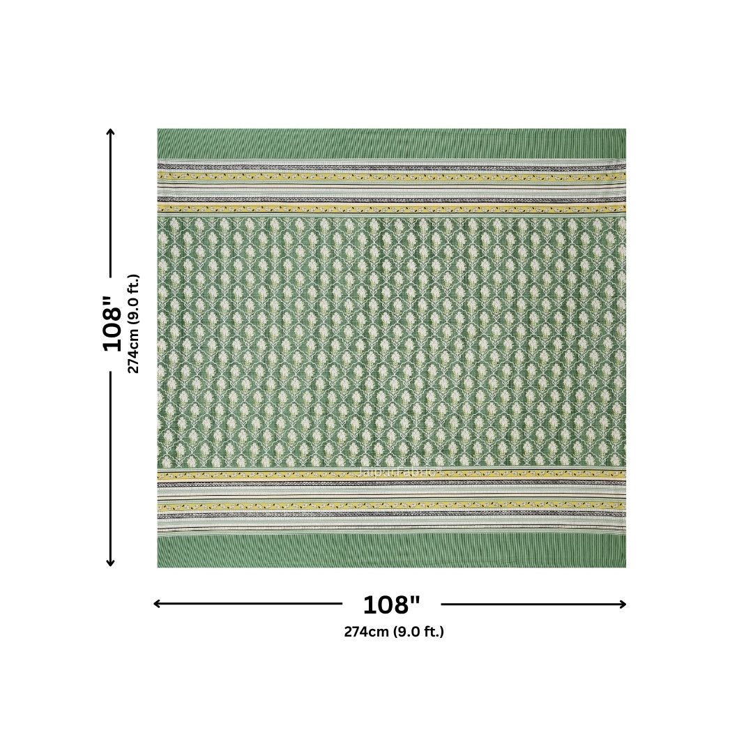 Forest Green Ornate Lattice Geometry Pure Cotton King Size Bedsheet