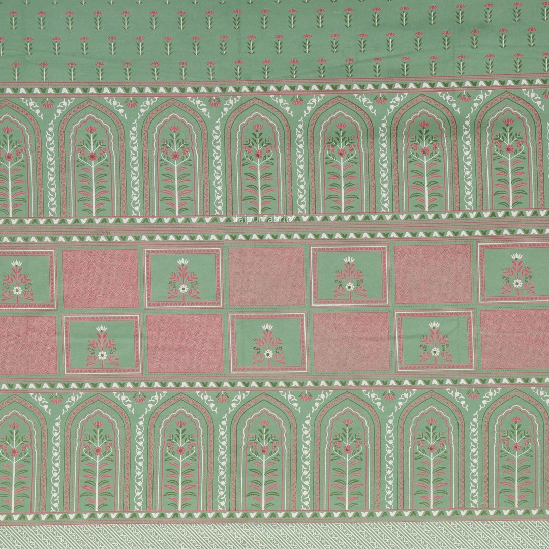 Mint & Rose Heritage Arch Motif Pure Cotton King Size Bedsheet