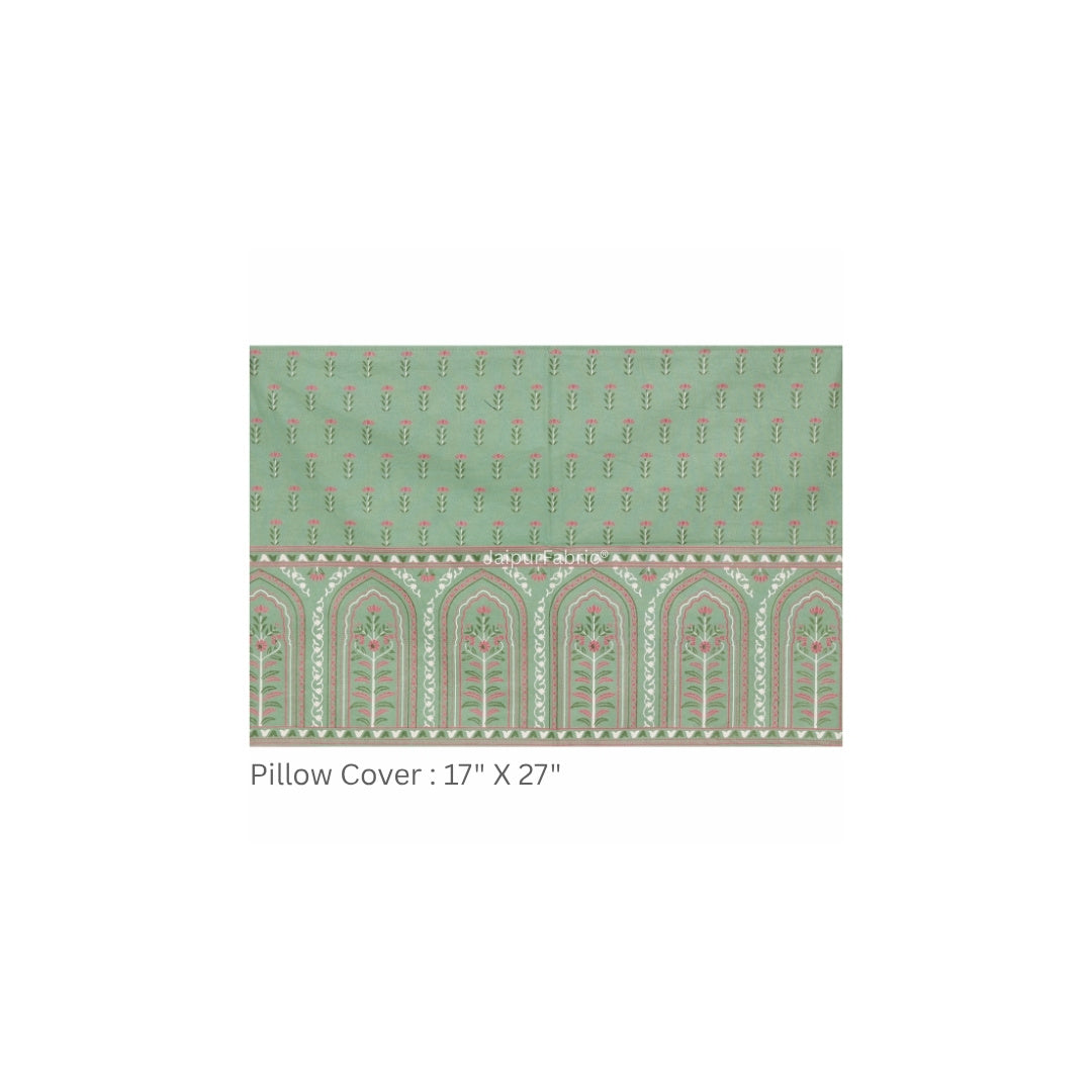 Mint & Rose Heritage Arch Motif Pure Cotton King Size Bedsheet