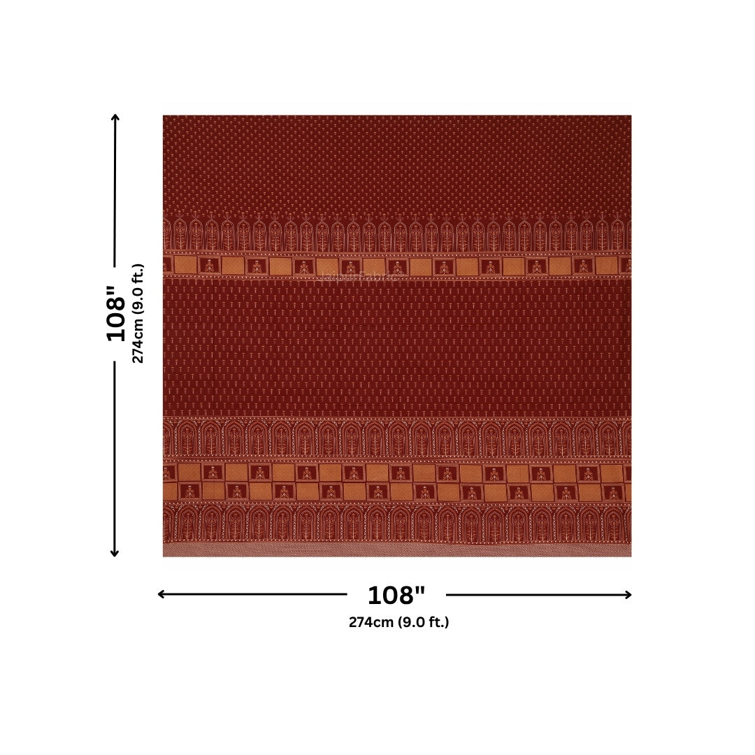 Maroon & Rust Heritage Arch Motif Pure Cotton King Size Bedsheet