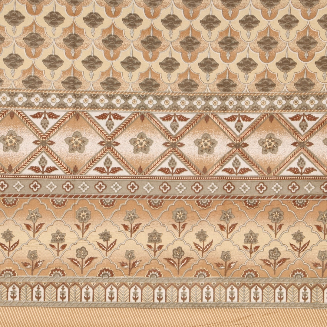 Sand & Ochre Heritage Arch Motif Pure Cotton King Size Bedsheet