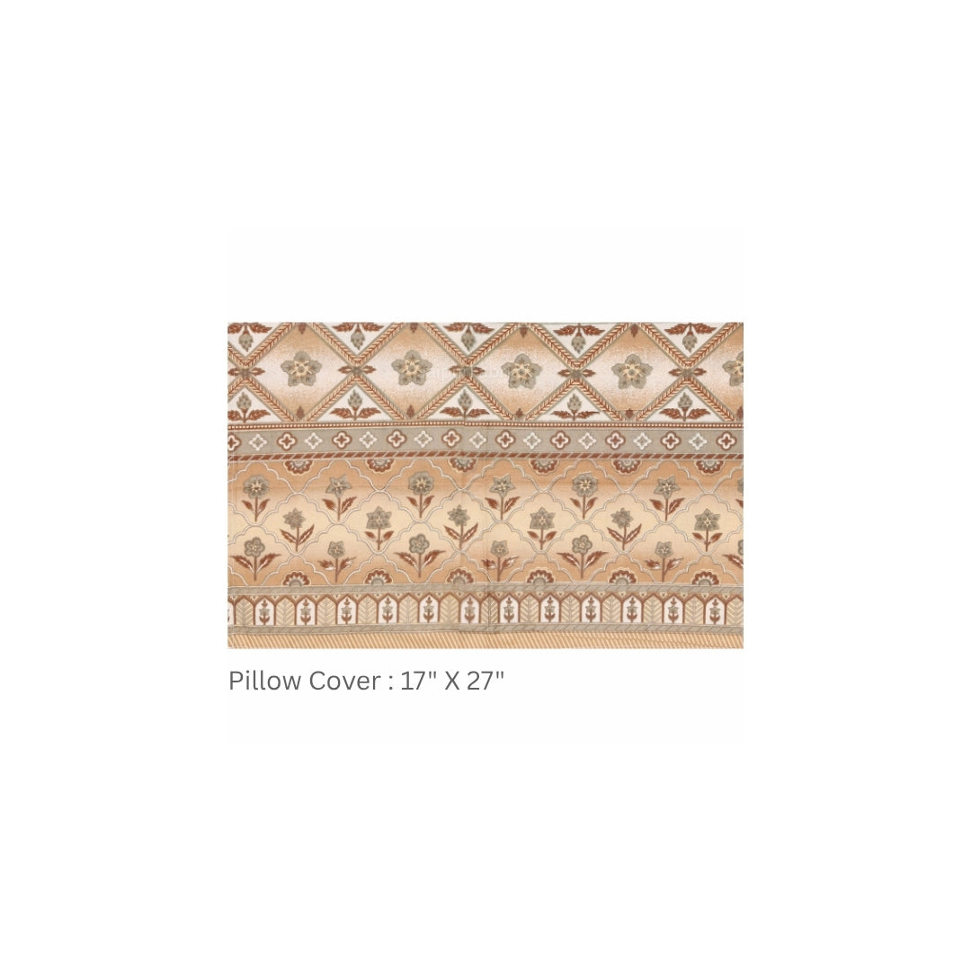 Sand & Ochre Heritage Arch Motif Pure Cotton King Size Bedsheet