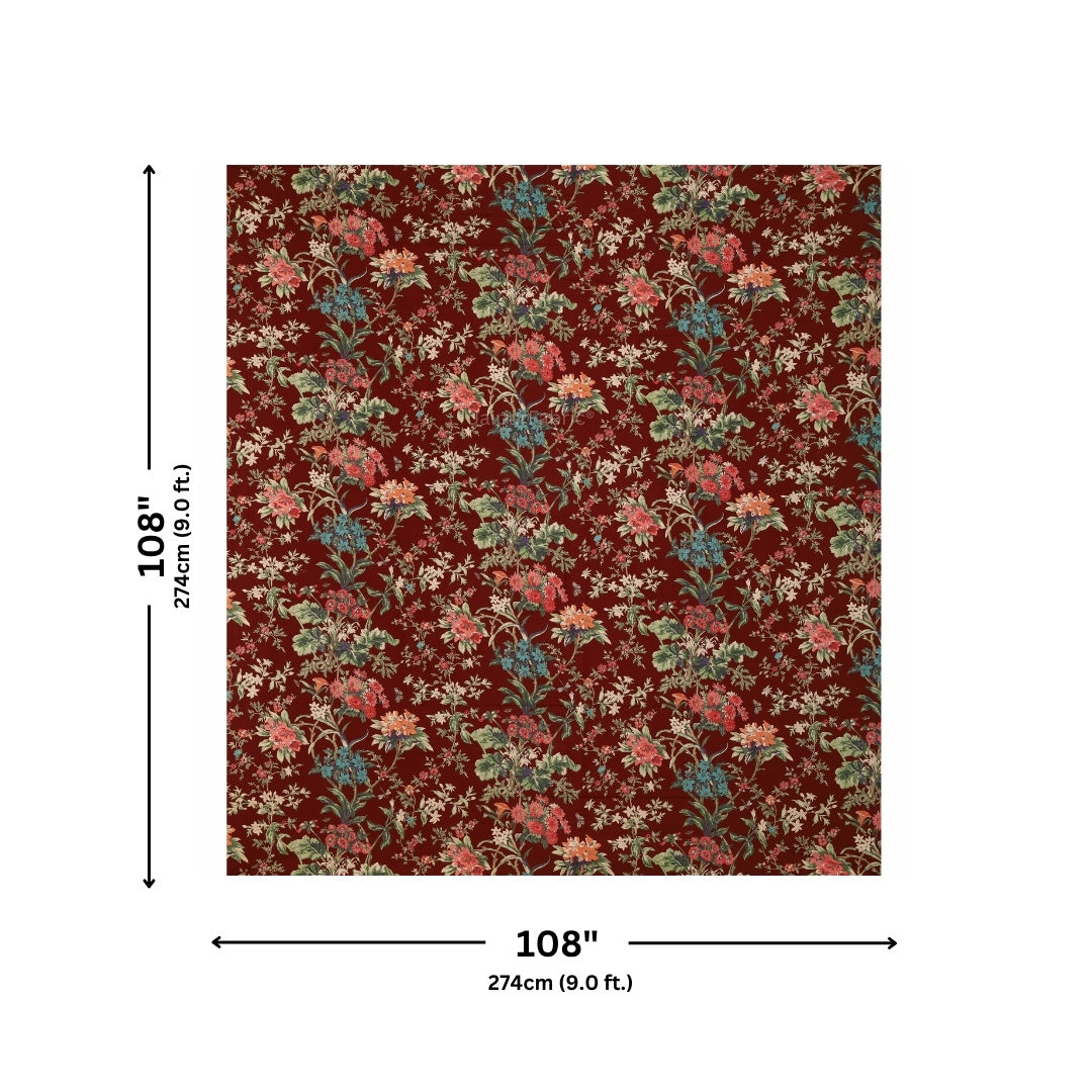 Deep Wine Enchanted Forest Floral Pure Cotton King Size Bedsheet